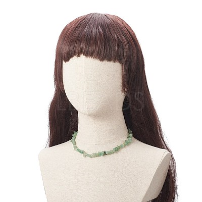 Natural Green Aventurine Chip Beaded Necklaces with 304 Stainless Steel Lobster Claw Clasp & Chain Extender NJEW-JN04225-04-1