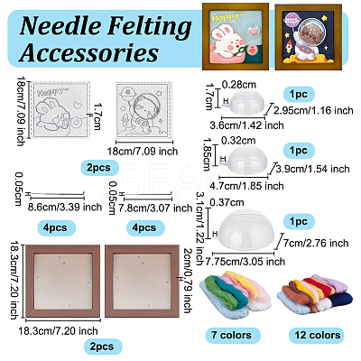 2 Sets 2 Style Rabbit Bear Photo Frame Needle Felting Kits for Beginners DIY-OC0012-16-1