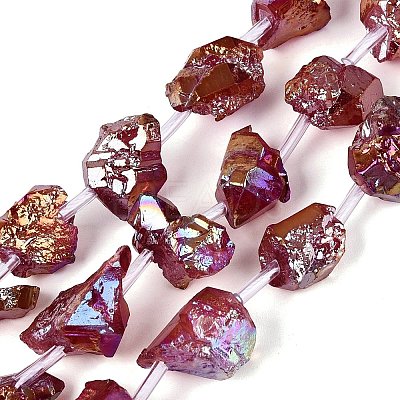 Dyed Electroplate Raw Rough Natural Amethyst Beads Strands G-Q610-05C-1