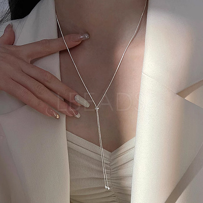 Stainless Steel Snake Chain Slider Lariat Necklaces for Women FS-WG85452-01-1