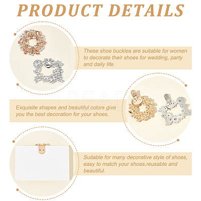 4Pcs 2 Style Alloy Rhinestone Shoe Buckle Clips AJEW-FG0003-32-1