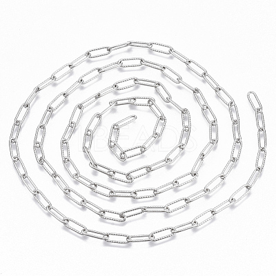 Tarnish Resistant 304 Stainless Steel Textured Paperclip Chains CHS-S006-JN954-1-1