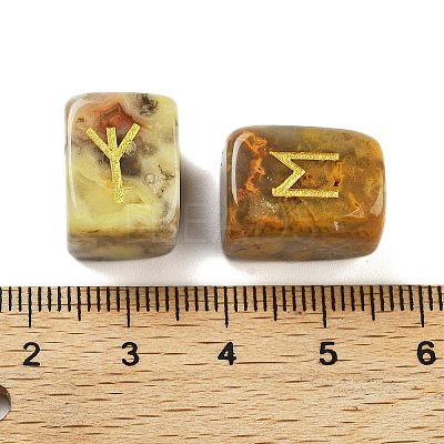 Rectangle Natural Crazy Agate Rune Stones G-Z059-01A-1