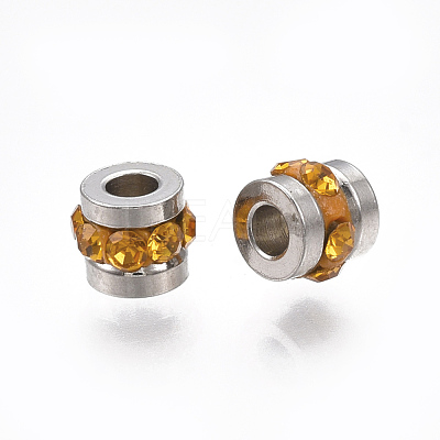 201 Stainless Steel Polymer Clay Rhinestone Inlaid Beads STAS-T041-03-1