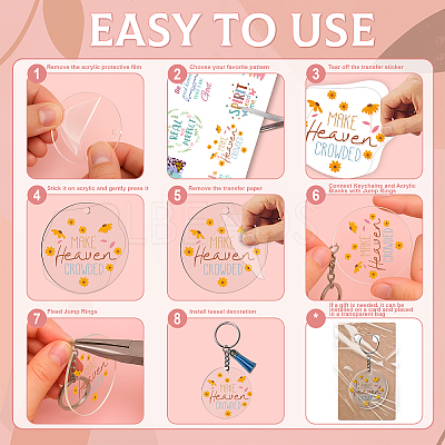 Flower Theme DIY Blank Oval Acrylic Keychain Making Kits DIY-GO0002-74-1