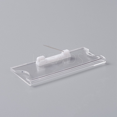 Transparent Acrylic Rectangle ID Card Sleeves Brooch Finding FIND-WH0108-54-1