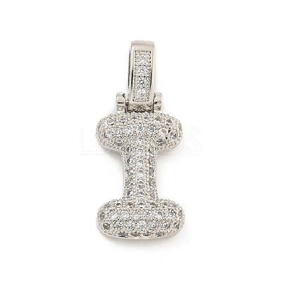 Brass Micro Pave Clear Cubic Zirconia Pendants KK-B099-01P-I-1