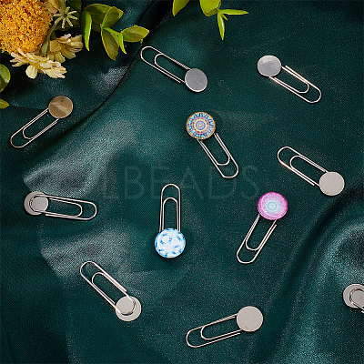 30Pcs 304 Stainless Steel Paperclip Brooch Finding FIND-UN0002-45-1