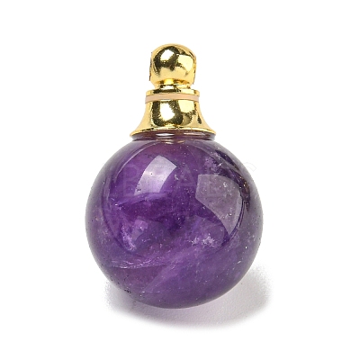 Natural Amethyst Perfume Bottle Pendants G-K338-22G-08-1