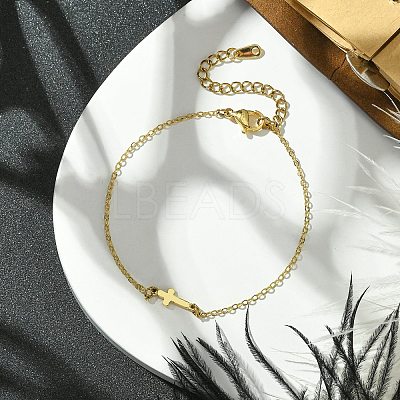 Cross Brass Link Bracelets BJEW-JB10588-1