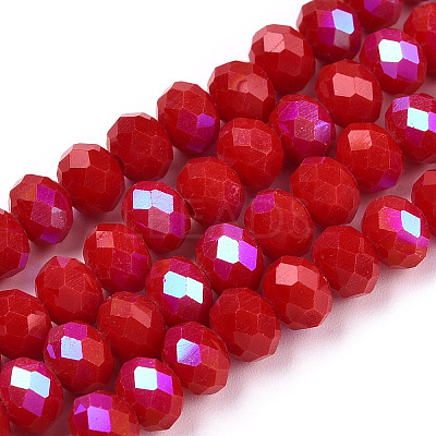 Electroplate Opaque Solid Color Glass Beads Strands EGLA-A044-P6mm-L02-1