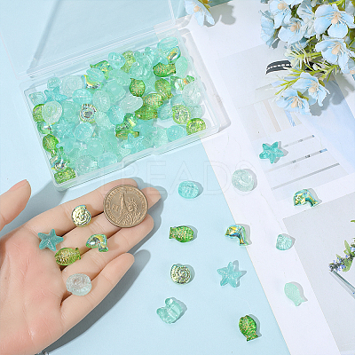 90Pcs 9 Styles Transparent Spray Painted Glass Beads GLAA-BM0001-02B-1