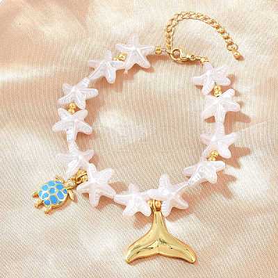 Ocean Brass Enamel Charm Bracelets for Women KK-CBA68DA-15A-G-1
