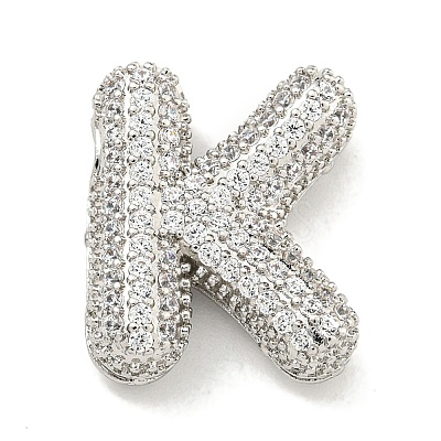 Platinum Plated Brass Micro Pave Cubic Zirconia Pendants KK-L073-001P-K-1
