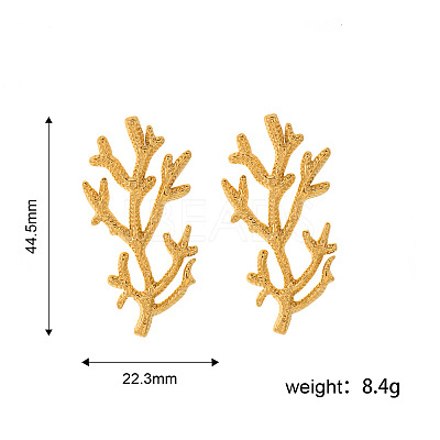 304 Stainless Steel Coral Shape Stud Earrings for Women WGF2D78-01-1