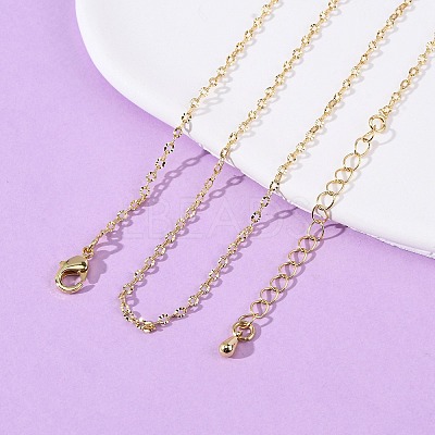 Brass Textured Cable Chain Necklaces MAK-L045-06G-1