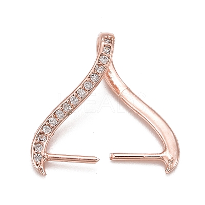 Rack Plating Brass Micro Pave Cubic Zirconia Ice Pick Pinch Bails KK-B056-01RG-1
