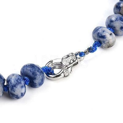 Natural Blue Spot Jasper Rondelle Graduated Beaded Necklaces for Women Men NJEW-K388-02N-1