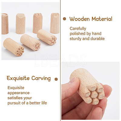 12pcs 12 styles Round Wooden Traditional Chinese Moon Cake Molds AJEW-CA0004-24-1