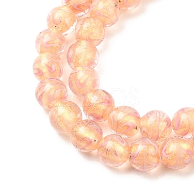 Gold Sand Lampwork Beads Strands LAMP-P071-12mm-01-1