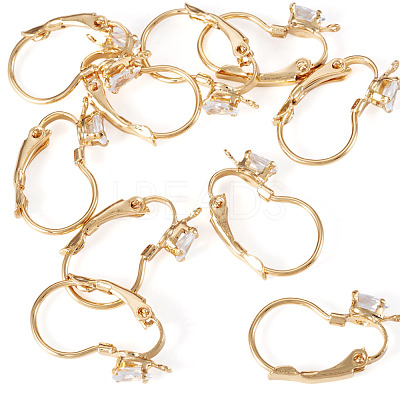 10Pcs Brass Micro Pave Clear Cubic Zirconia Leverback Earring Findings KK-TADJ0001-20B-1