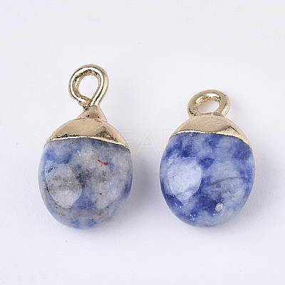 Electroplate Natural Blue Spot Stone Charms X-G-S344-09I-1