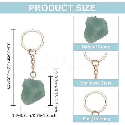 6Pcs 6 Style Nuggets Gemstone Pendant Keychain KEYC-DR0001-05A-1