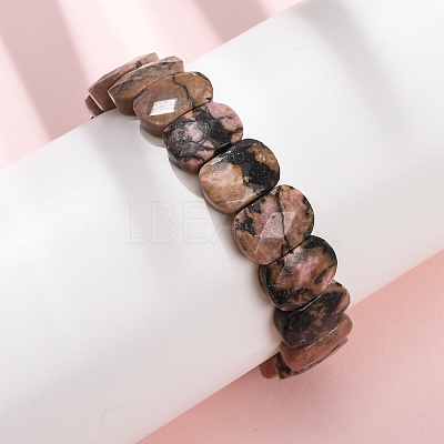 Natural Rhodonite Beaded Stretch Bracelets for Unisex G-K303-01G-1