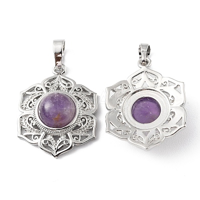 Natural Amethyst Pendants X-G-P498-02P-04-1
