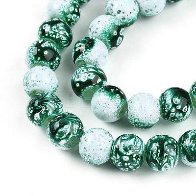Transparent Baking Paint Glass Beads Strands X-DGLA-N009-8mm-06-1