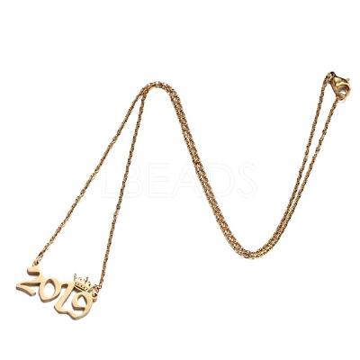 Crown Birth Year 201 Stainless Steel Pendant Necklaces for Women FS-WG4E8F2-40-1