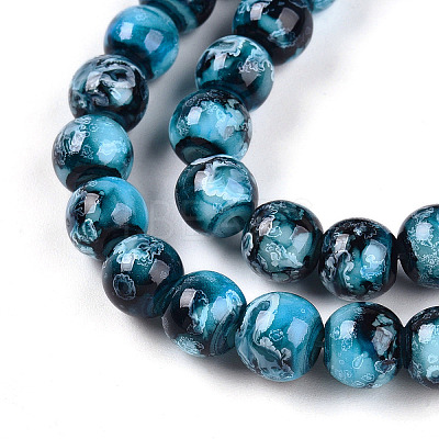 Baking Paint Glass Beads Strands DGLA-N003-8mm-A08-1