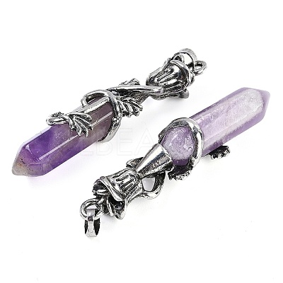 Natural Amethyst Faceted Double Termimal Pointed Big Pendants G-P547-03AS-04A-1