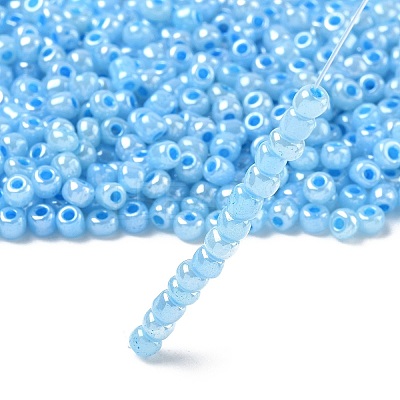 DIY Craft Beads 6/0 Ceylon Round Glass Seed Beads X-SEED-A011-4mm-143-1