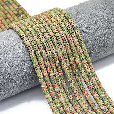 Natural Unakite Beads Strands G-P575-B25-4x1mm-1