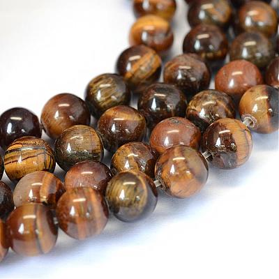 Grade AB Natural Tiger Eye Round Bead Strands G-E334-4mm-17-1