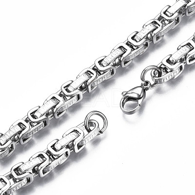 Non-Tarnish 201 Stainless Steel Byzantine Chain Bracelets BJEW-S057-81-1
