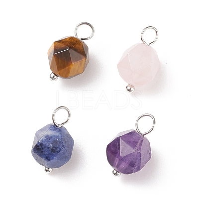 Faceted Natural Mixed Stone Pendants PALLOY-JF01694-1