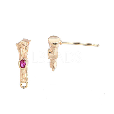 Brass Micro Pave Cubic Zirconia Stud Earring Findings KK-T062-247G-03-1