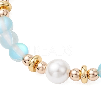 Synthetic Moonstone Round Beaded Bracelets for Women BJEW-JB11915-02-1