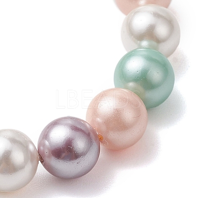 8mm Round Polished Shell Pearl Beaded Stretch Kids Bracelets for Girls BJEW-JB10878-02-1