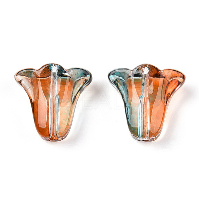 Spray Painted Transparent Glass Beads GLAA-D006-20C-1