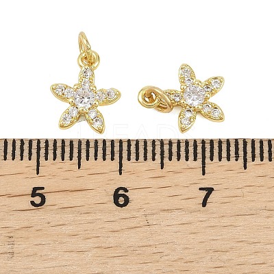 Brass Micro Pave Clear Cubic Zirconia Charms KK-D218-23G-03-1