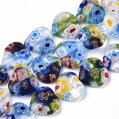 Handmade Millefiori Lampwork Beads Strands LAMP-N023-001H-1