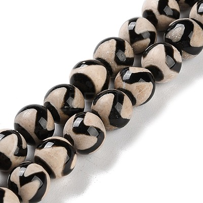 Natural Tibetan Wave Pattern dZi Agate Beads Strands G-B084-A02-02-1