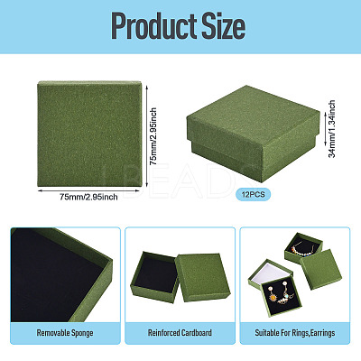 12Pcs Cardboard Paper Jewelry Storage Boxes with Sponge CON-TA0001-43B-1