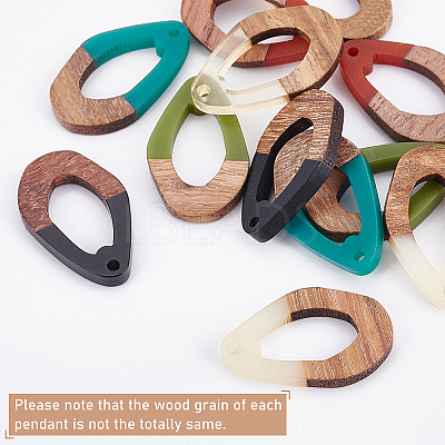 DIY 6 Pairs Teardrop Resin & Walnut Wood Earring Makings DIY-FH0001-90-1