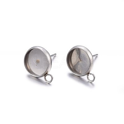 Non-Tarnish 304 Stainless Steel Stud Earring Settings X-STAS-H467-08P-10mm-1
