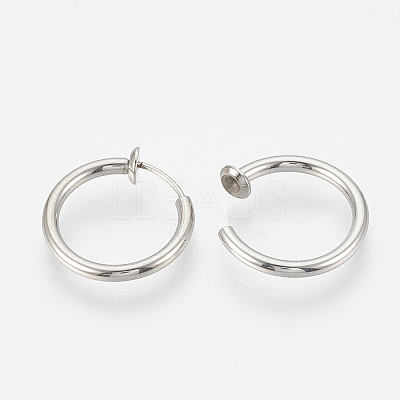 Tarnish Resistant 201 Stainless Steel Retractable Clip-on Hoop Earrings X-STAS-S100-06-1