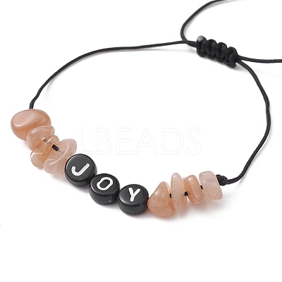 Natural Gemstone Chip Braided Bead Bracelets BJEW-JB09608-1